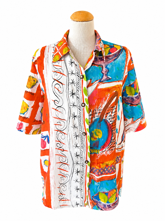 Chemise vintage colorée manches courtes