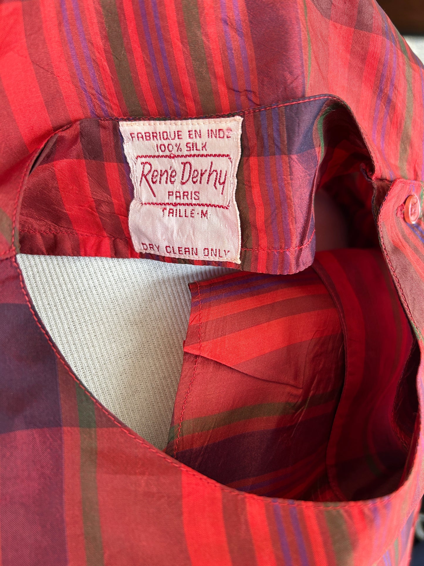 Blouse René Derhy en soie à carreaux