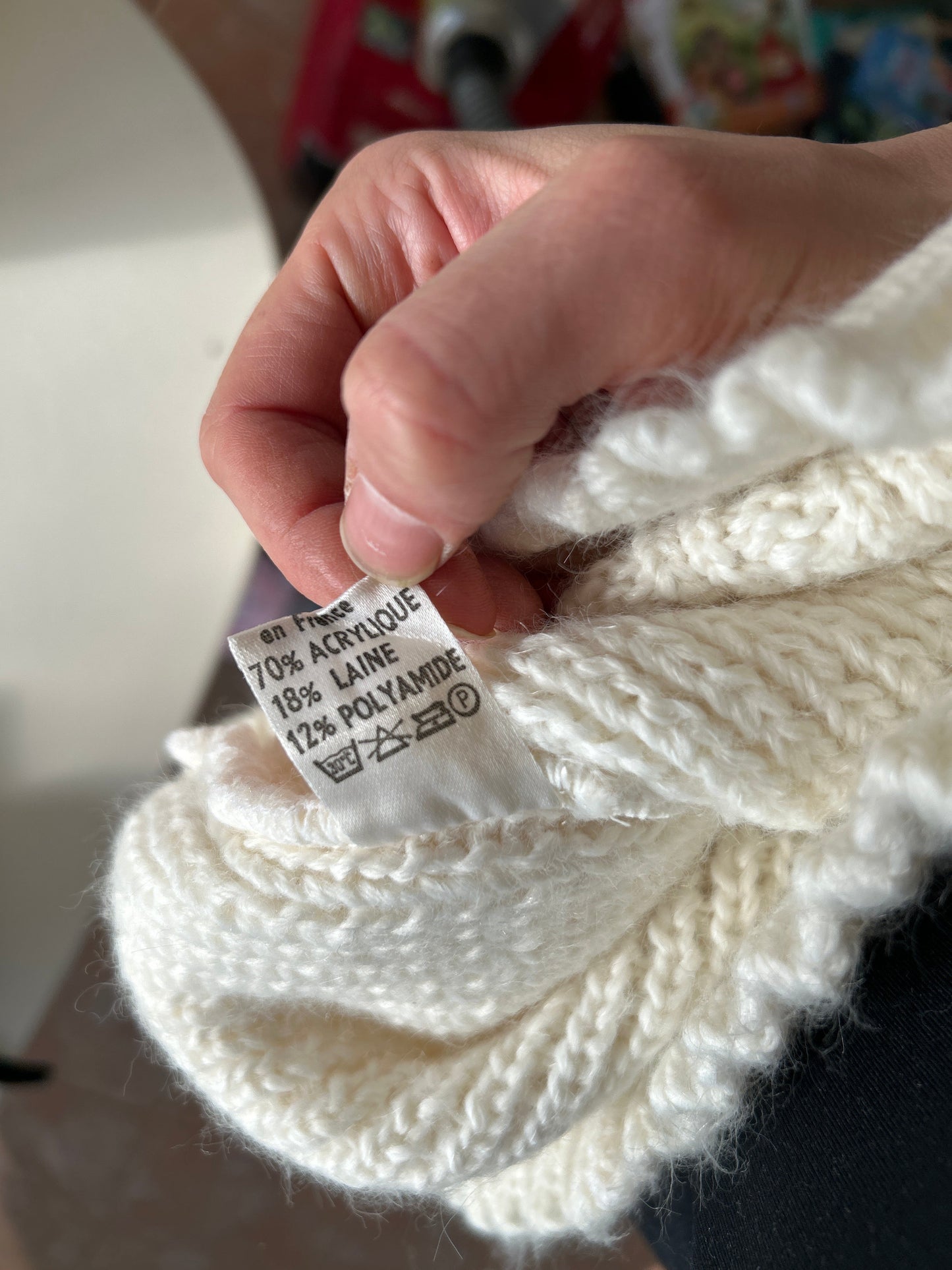 Pull écru col montant vintage laine la friperie vintage 25