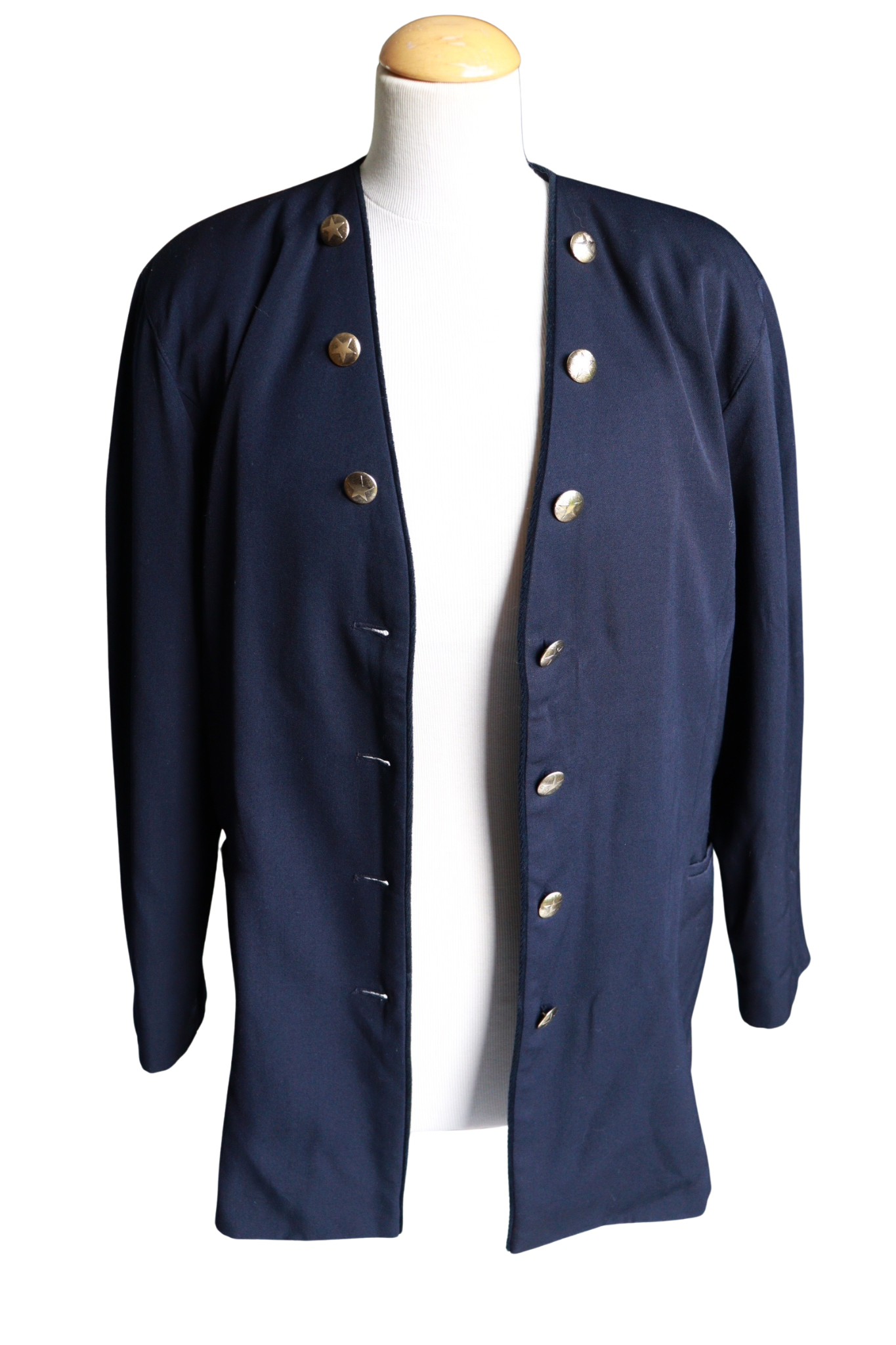 Veste longue Laurèl bleu marine laine la friperie vintage 25