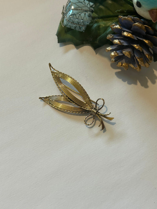 Broche vintage feuille dorée à l’or fin la friperie vintage 25