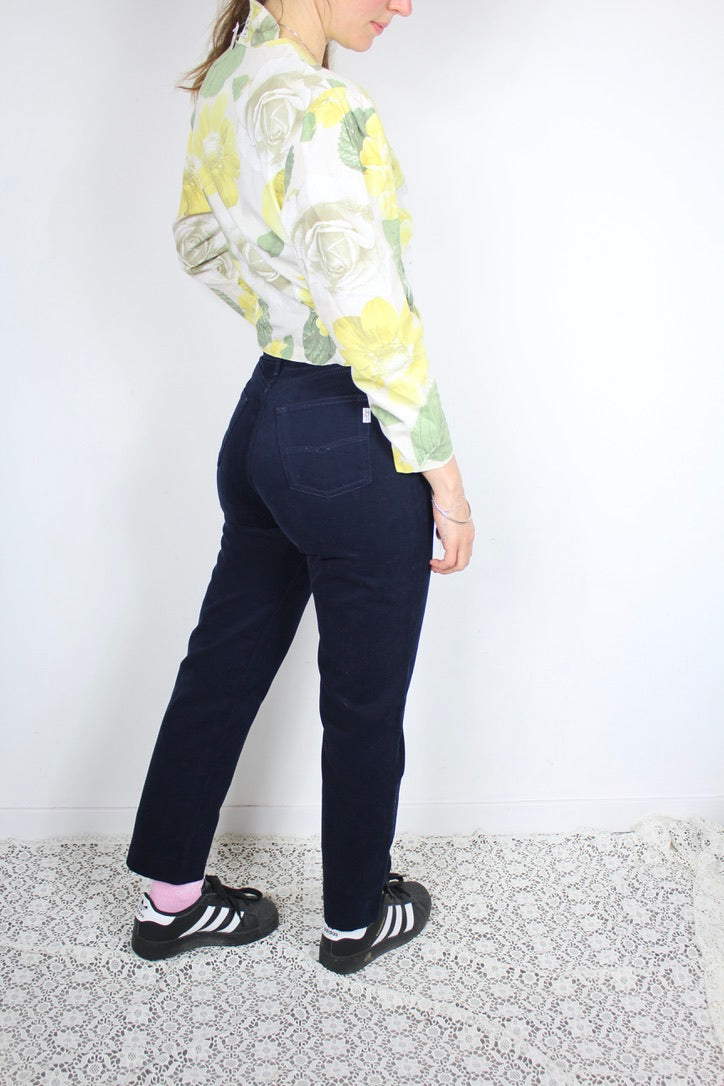 Jean vintage Chipie bleu marine taille haute coupe droite coton la friperie vintage 25