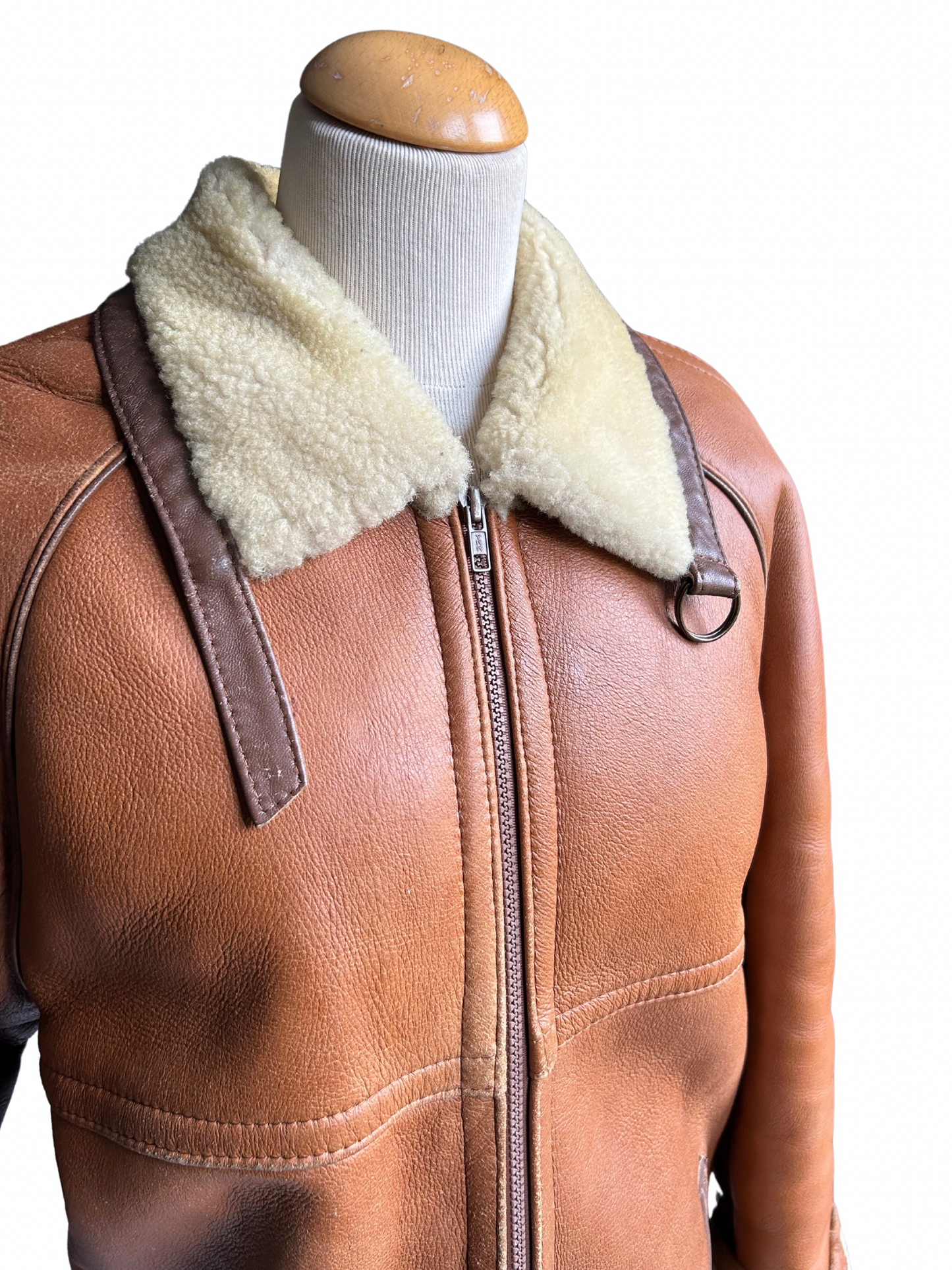 Bombardier vintage peau lainée camel la friperie vintage 25