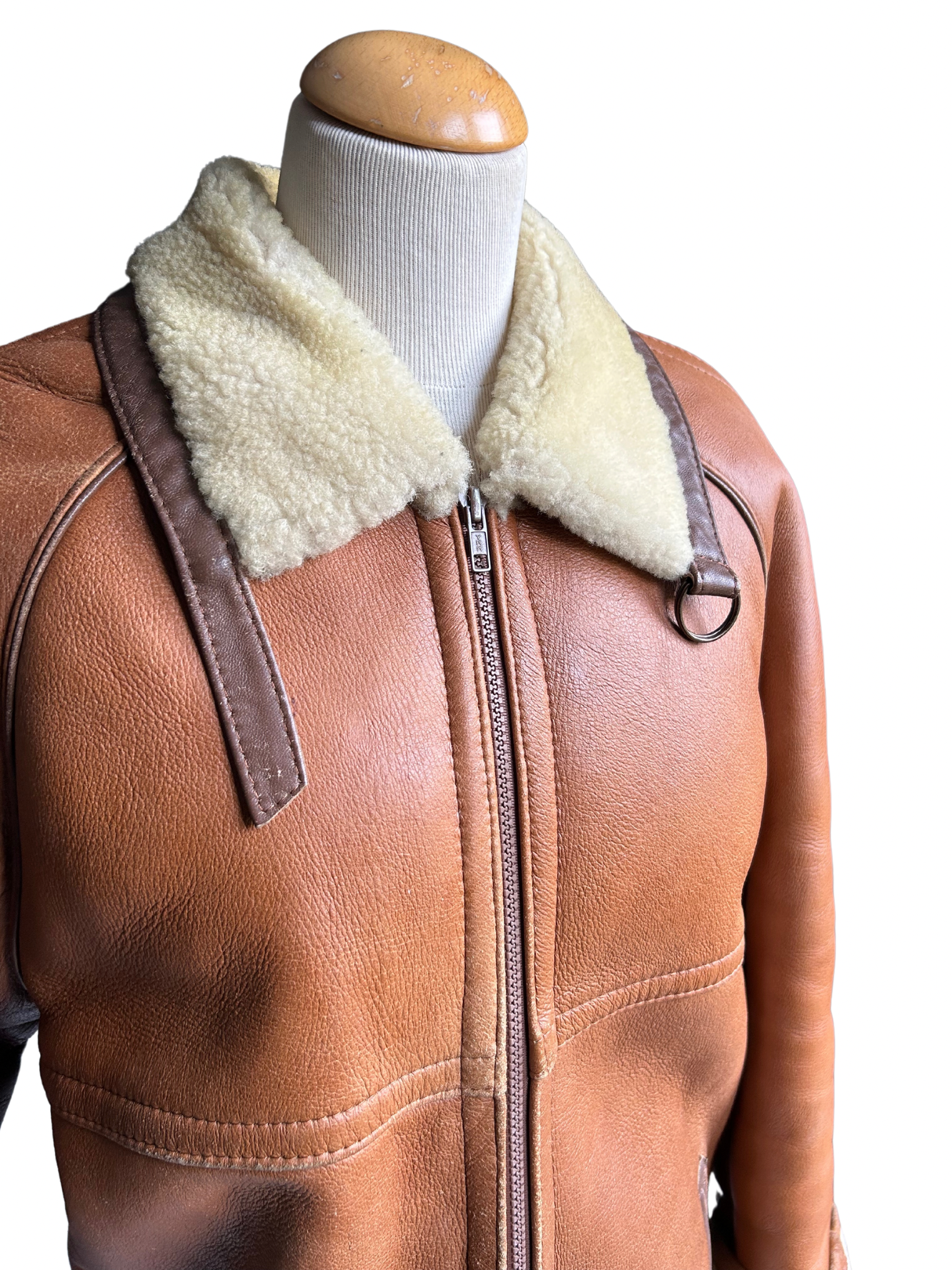 Bombardier vintage peau lainée camel la friperie vintage 25