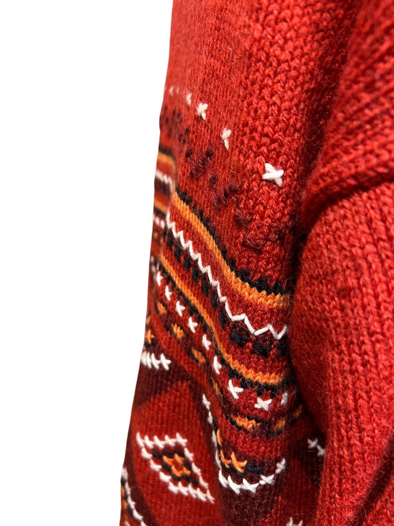 Gilet long vintage rouge à broderies la friperie vintage 25