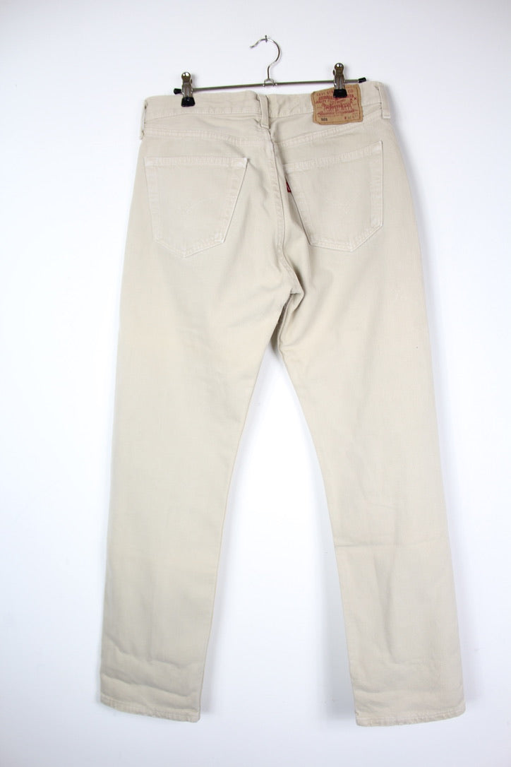 Jean Levi's 501 beige pure coton taille haute coupe droite la friperie vintage 25
