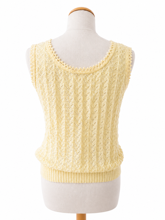 Débardeur vintage jaune maille ajourée