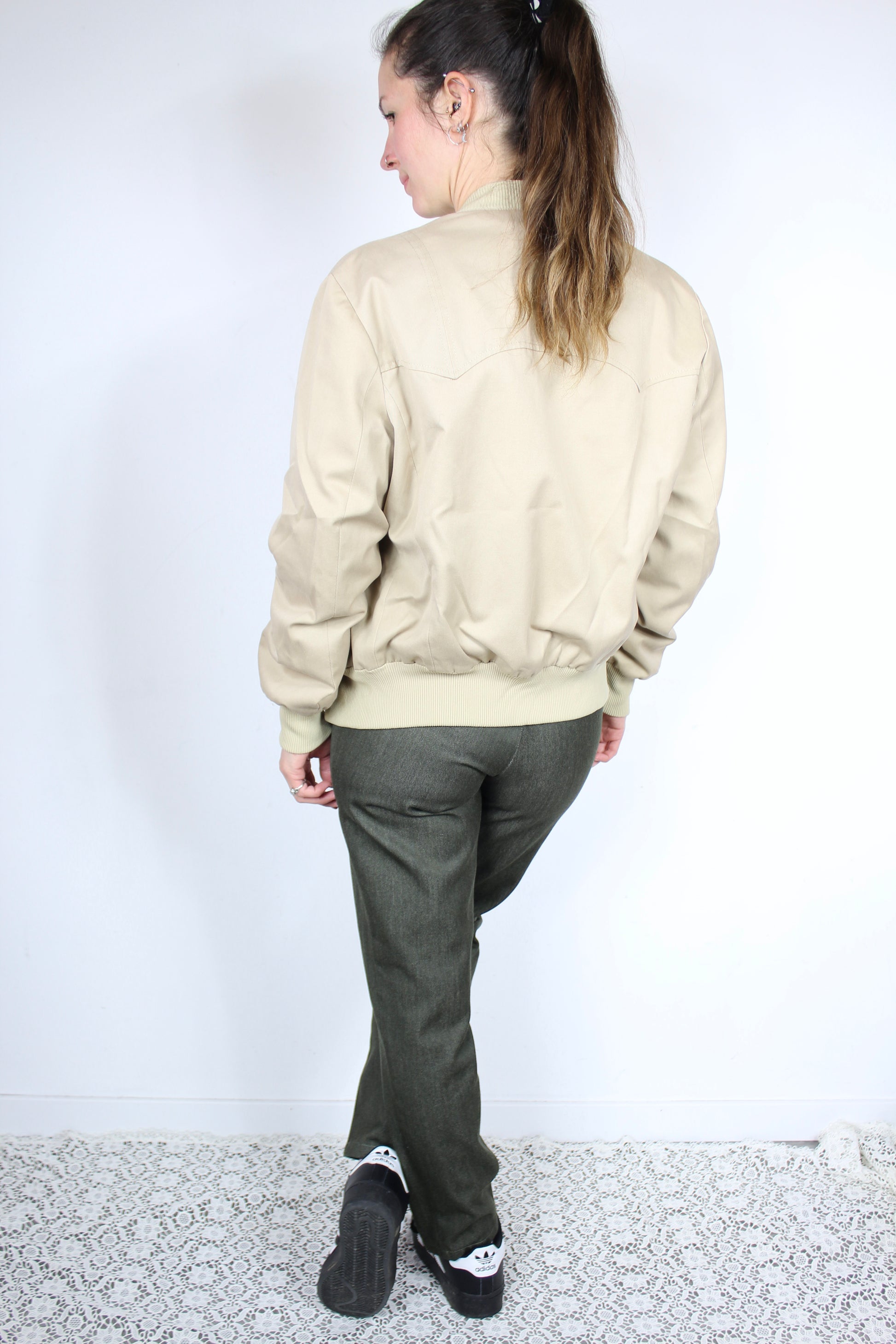 Veste zippée vintage bombardier beige mixte Stra Par France la friperie vintage 25