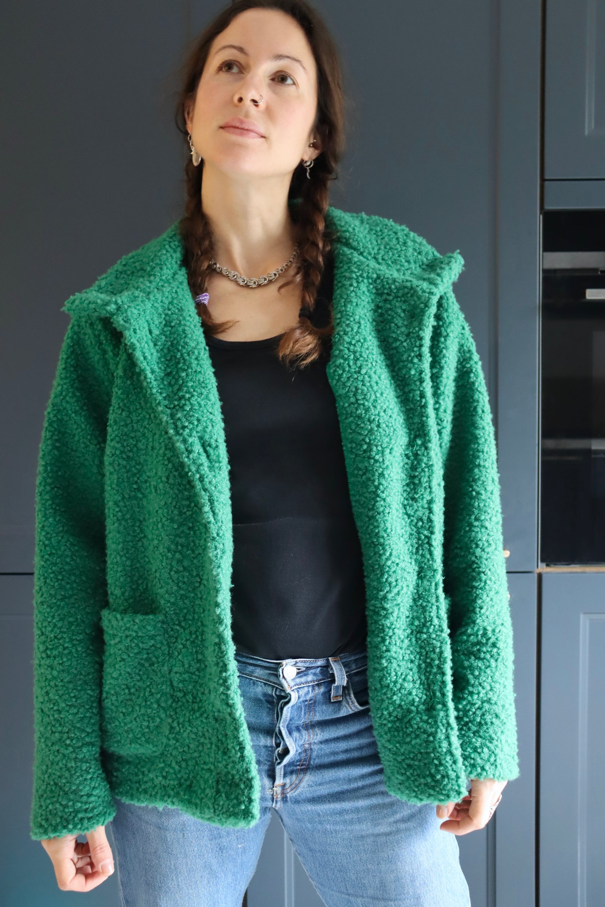 Veste bouclée vintage verte années 70 la friperie vintage 25