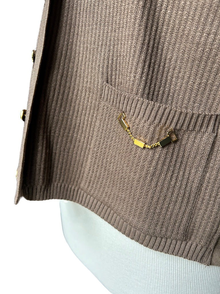 Cardigan vintage marron et or la friperie vintage 25