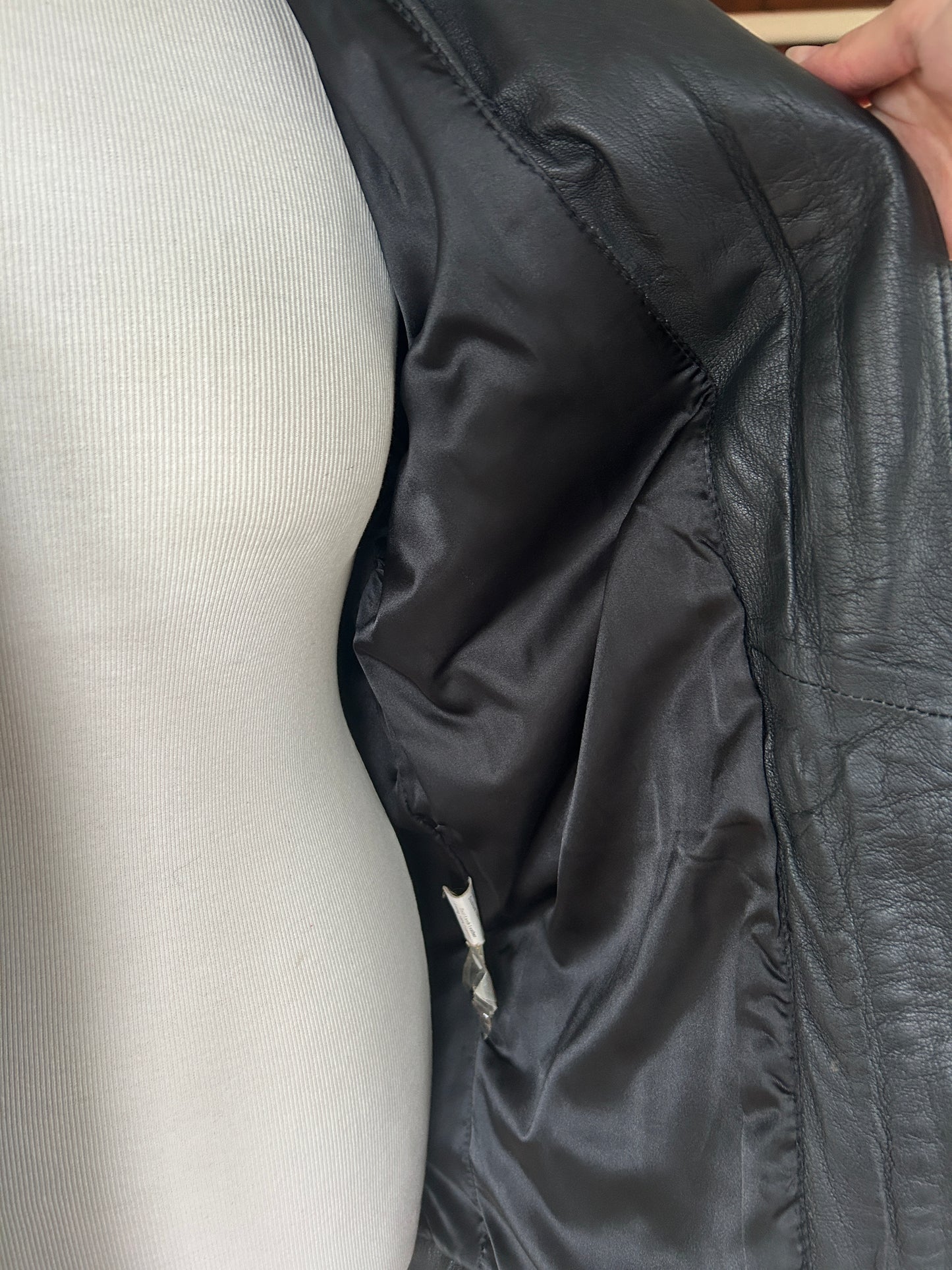 Parka vintage en cuir d’agneau noir