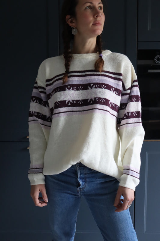 Pull over vintage blanc étoile des neiges la friperie vintage 25