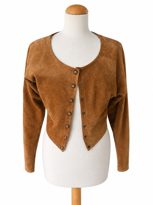 Veste courte en daim camel vintage
