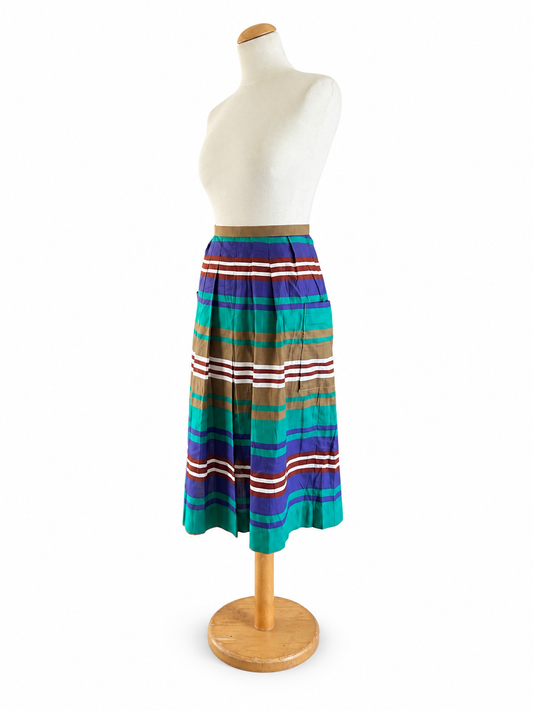 Jupe vintage faite main rayures multicolore