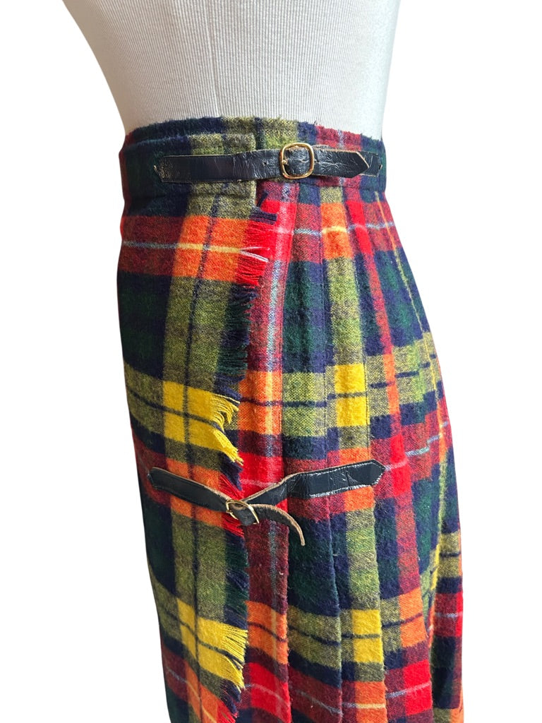 Jupe vintage kilt écossais jaune rouge la friperie vintage 25