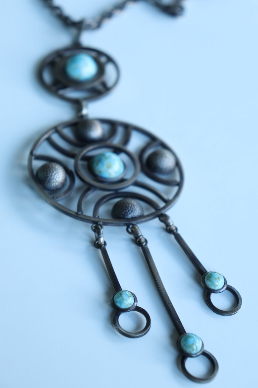 Sautoir collier vintage années 70 turquoise et argent la friperie vintage 25