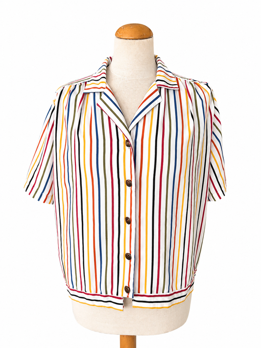 Chemise vintage rayée multicolore