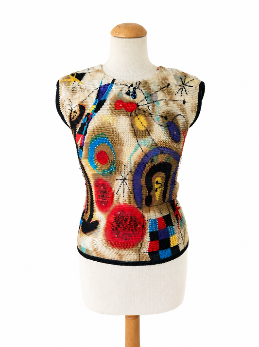 Top plissé motifs abstraits