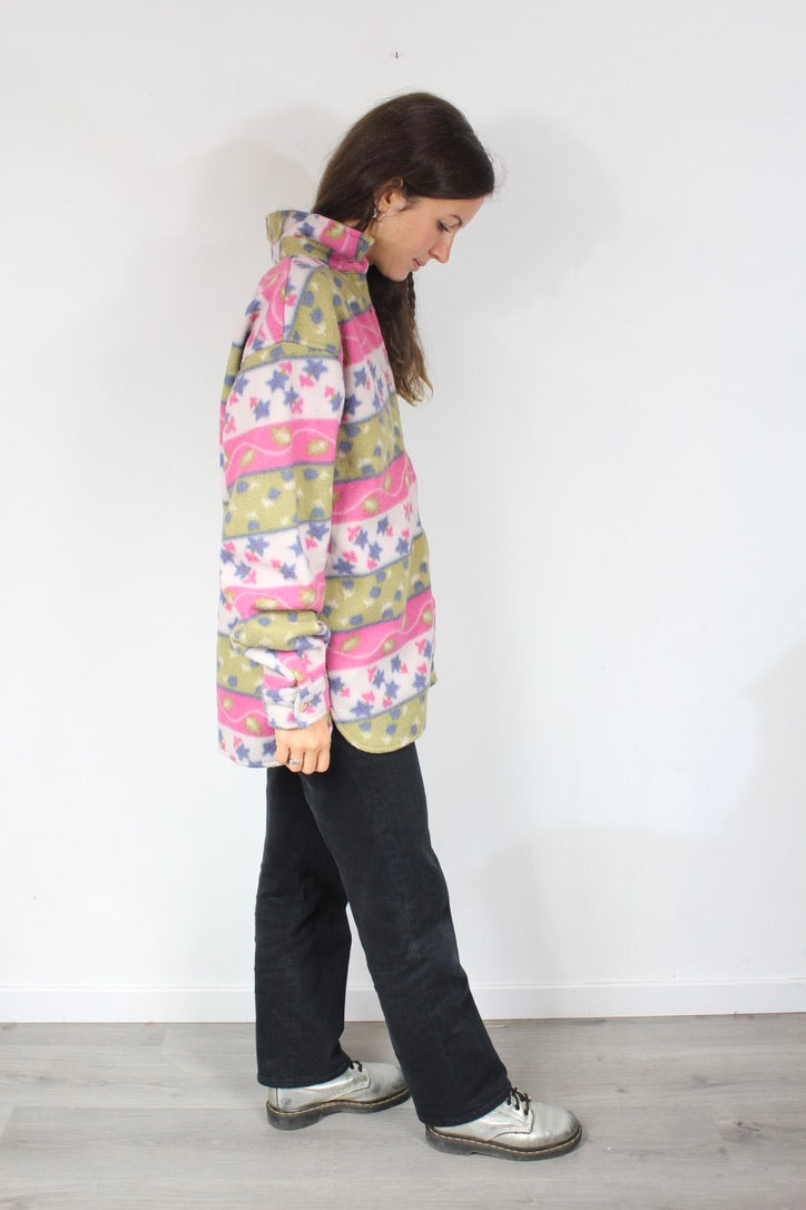 Polaire vintage années 90 colorée à motifs