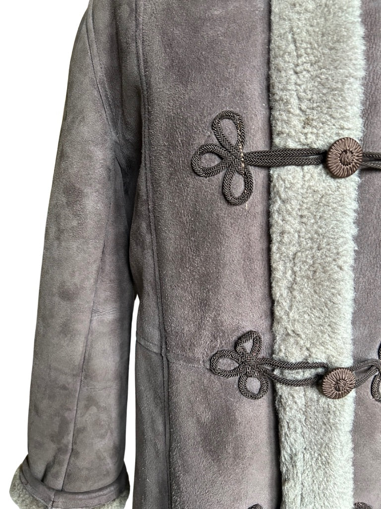 Manteau peau lainée retournée vintage marron la friperie vintage 25