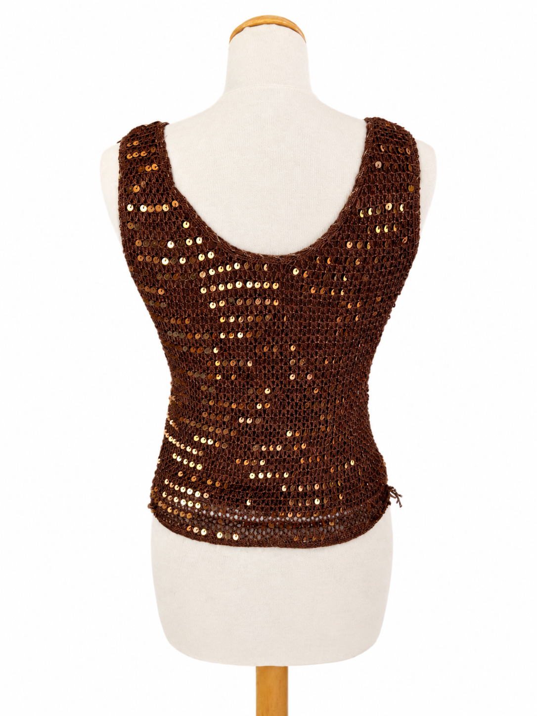 Débardeur crochet sequins marron