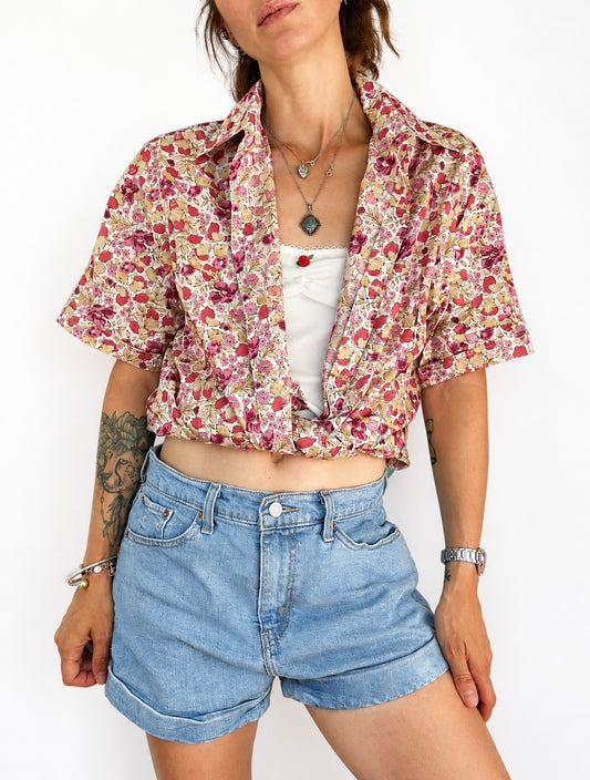 Chemisier fleuri vintage coton