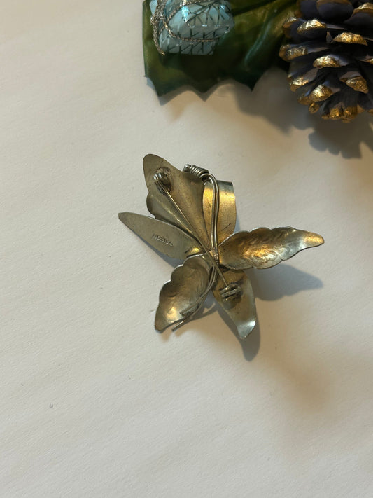 Broche fleur feuilles – Argentée – Vintage – Mexico la friperie vintage 25