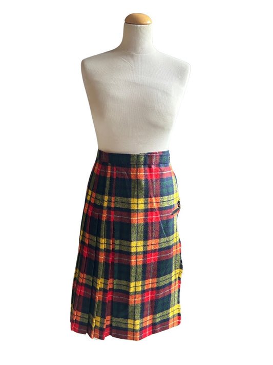 Jupe vintage kilt écossais jaune rouge la friperie vintage 25