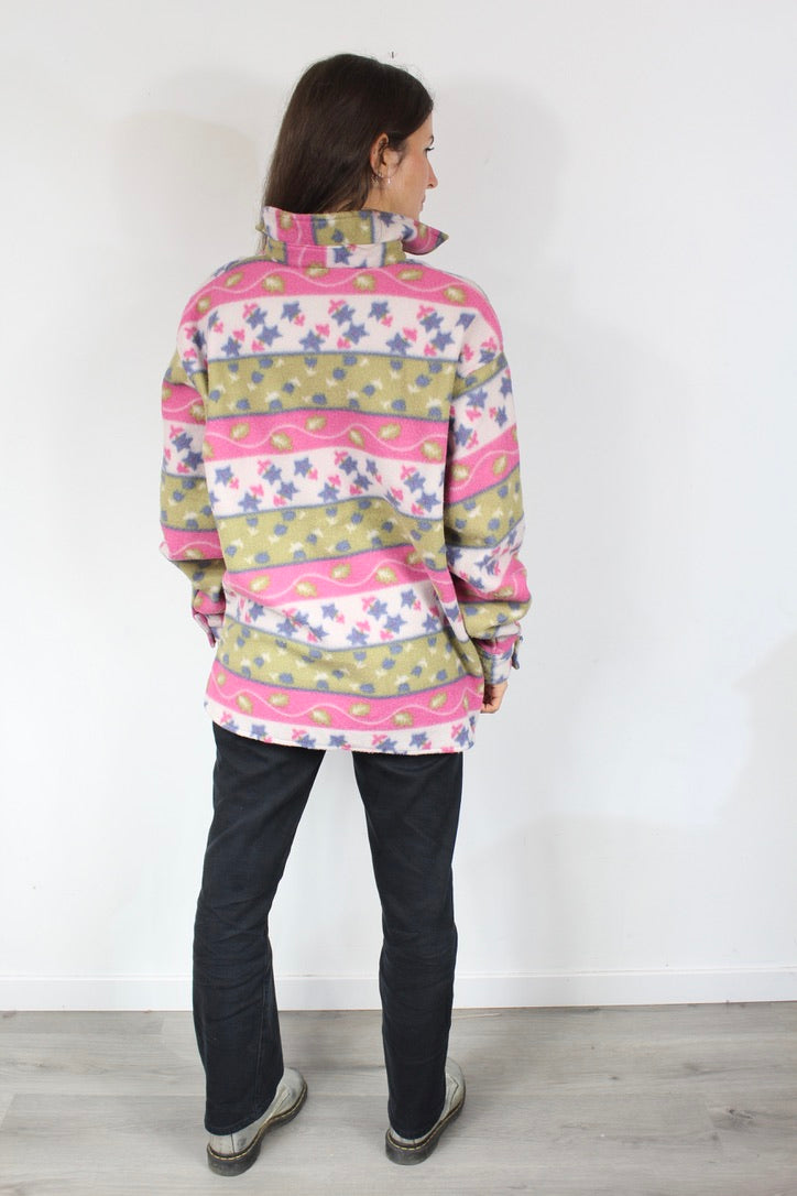Polaire vintage années 90 colorée à motifs