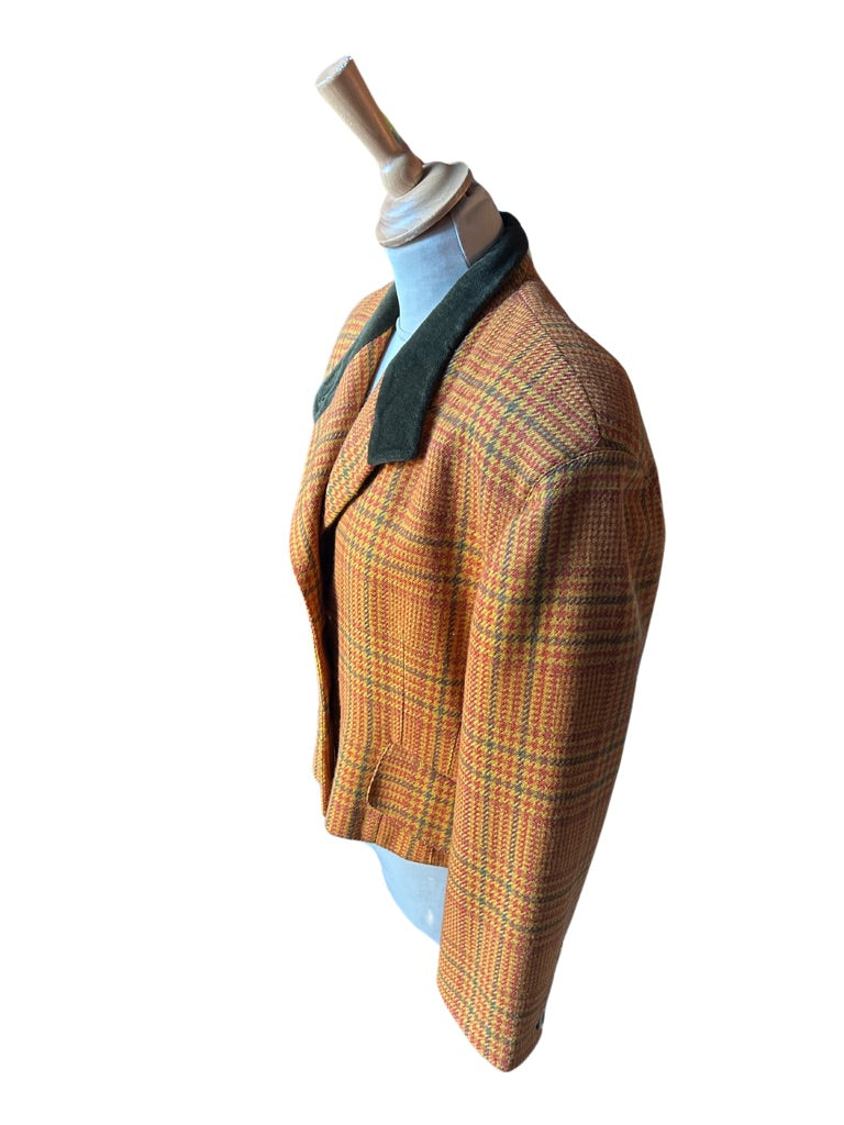 Veste vintage pied de poule orange marron Laurèl la friperie vintage 25