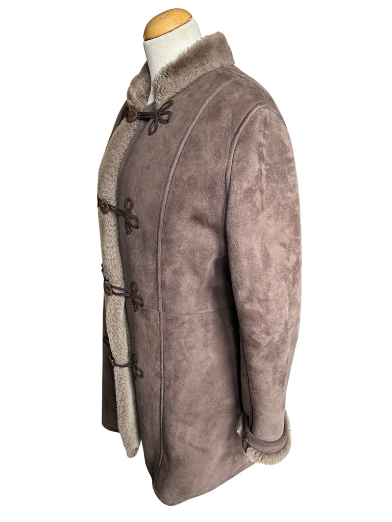 Manteau peau lainée retournée vintage marron la friperie vintage 25