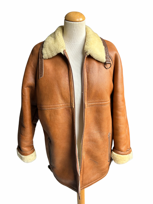 Bombardier vintage peau lainée camel la friperie vintage 25