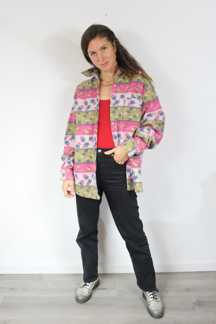 Polaire vintage années 90 colorée à motifs