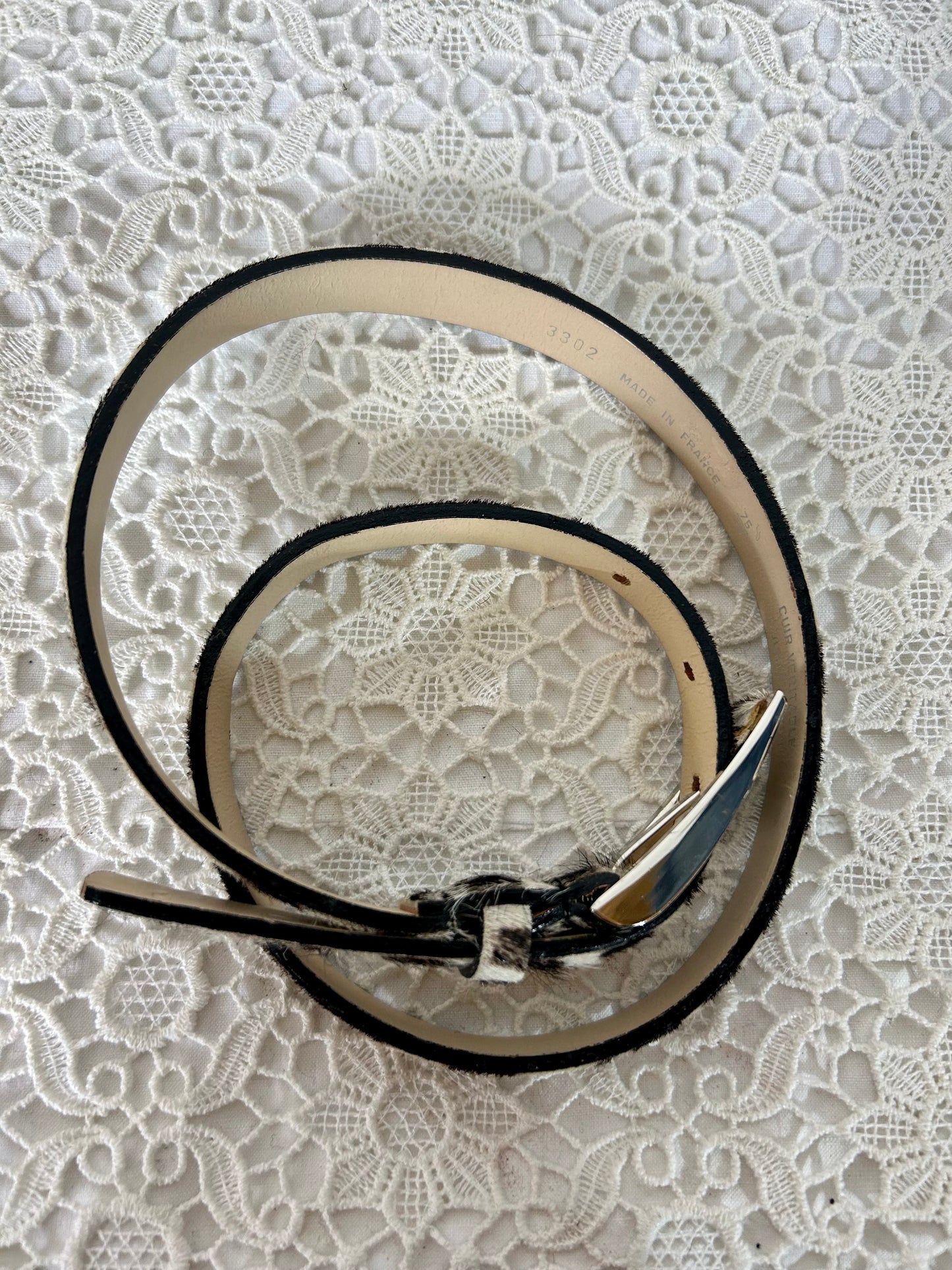 Ceinture vintage France cuir peau zébre la friperie vintage 25