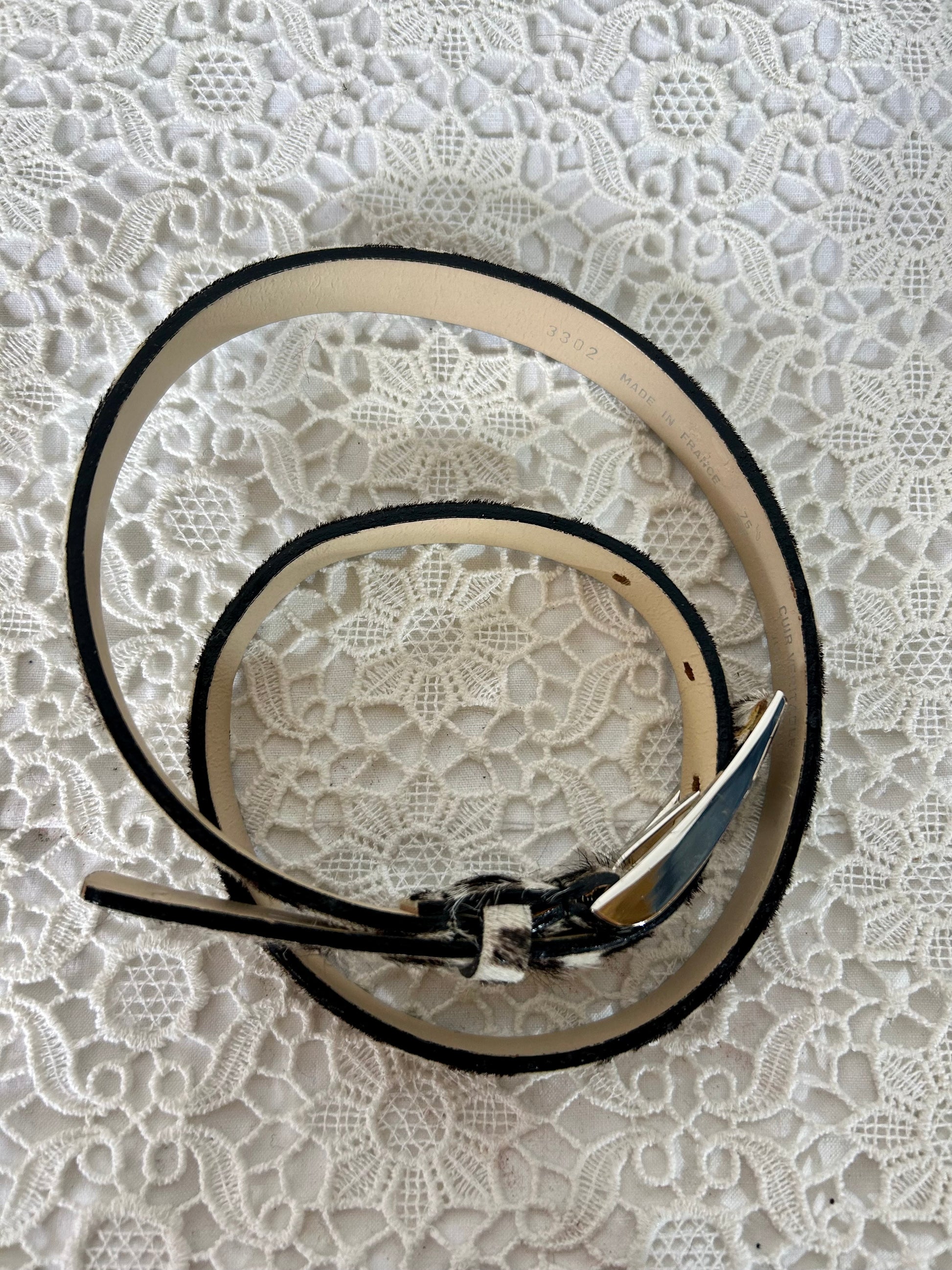 Ceinture vintage France cuir peau zébre la friperie vintage 25