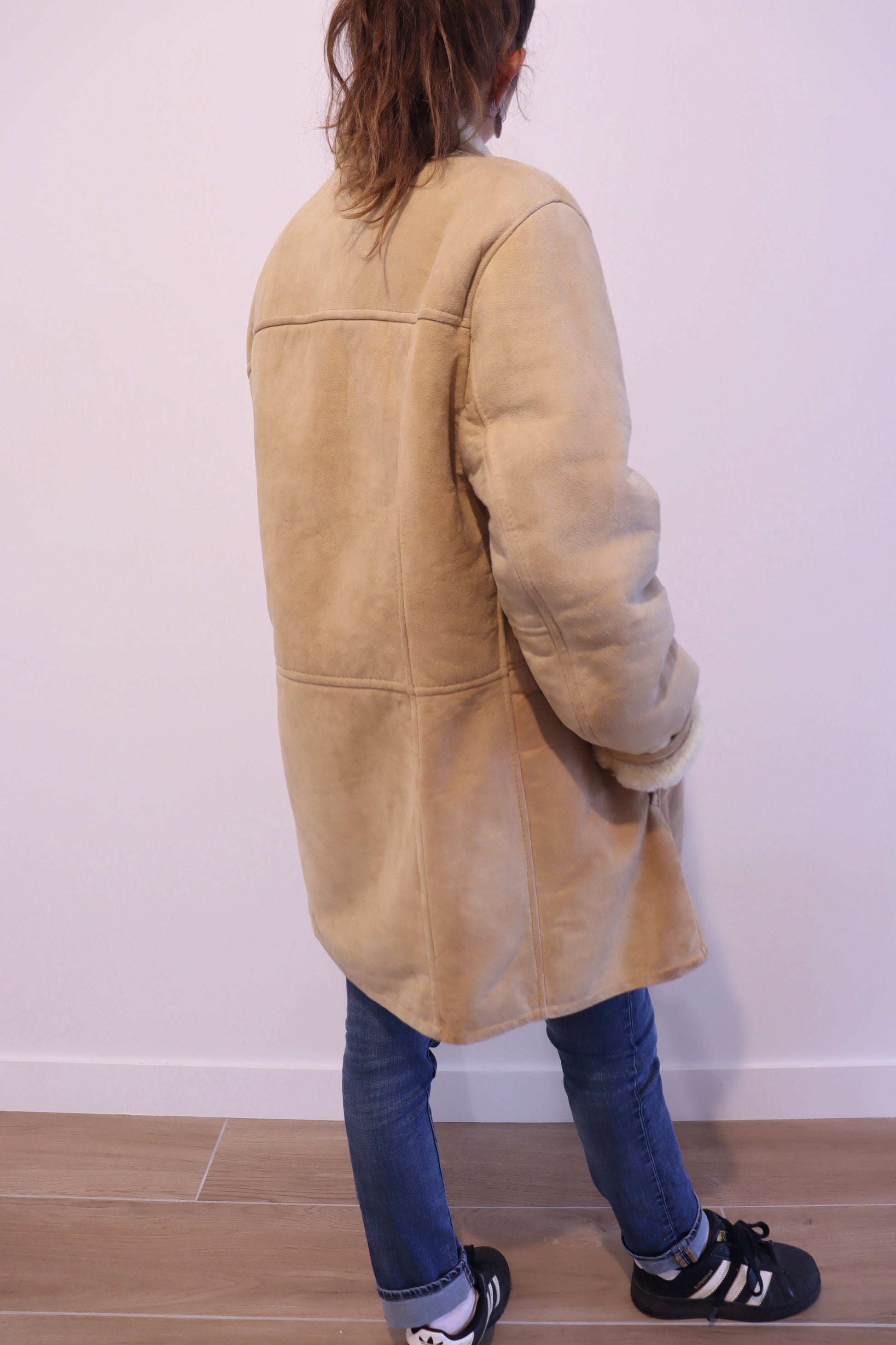 Manteau peau lainée vintage camel beige la friperie vintage 25