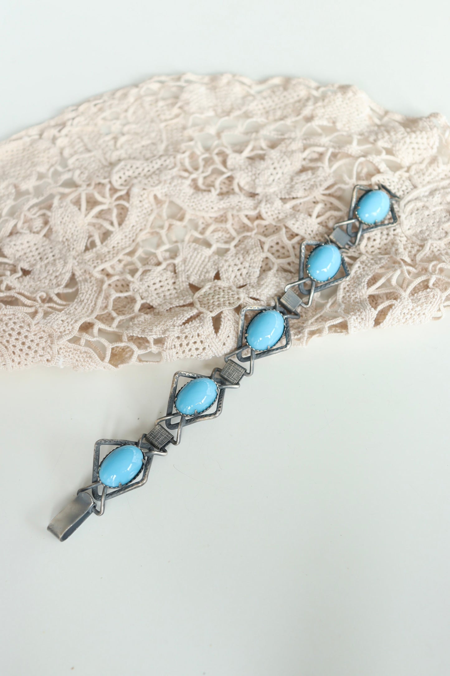 Bracelet vintage années 70 argent et turquoise la friperie vintage 25