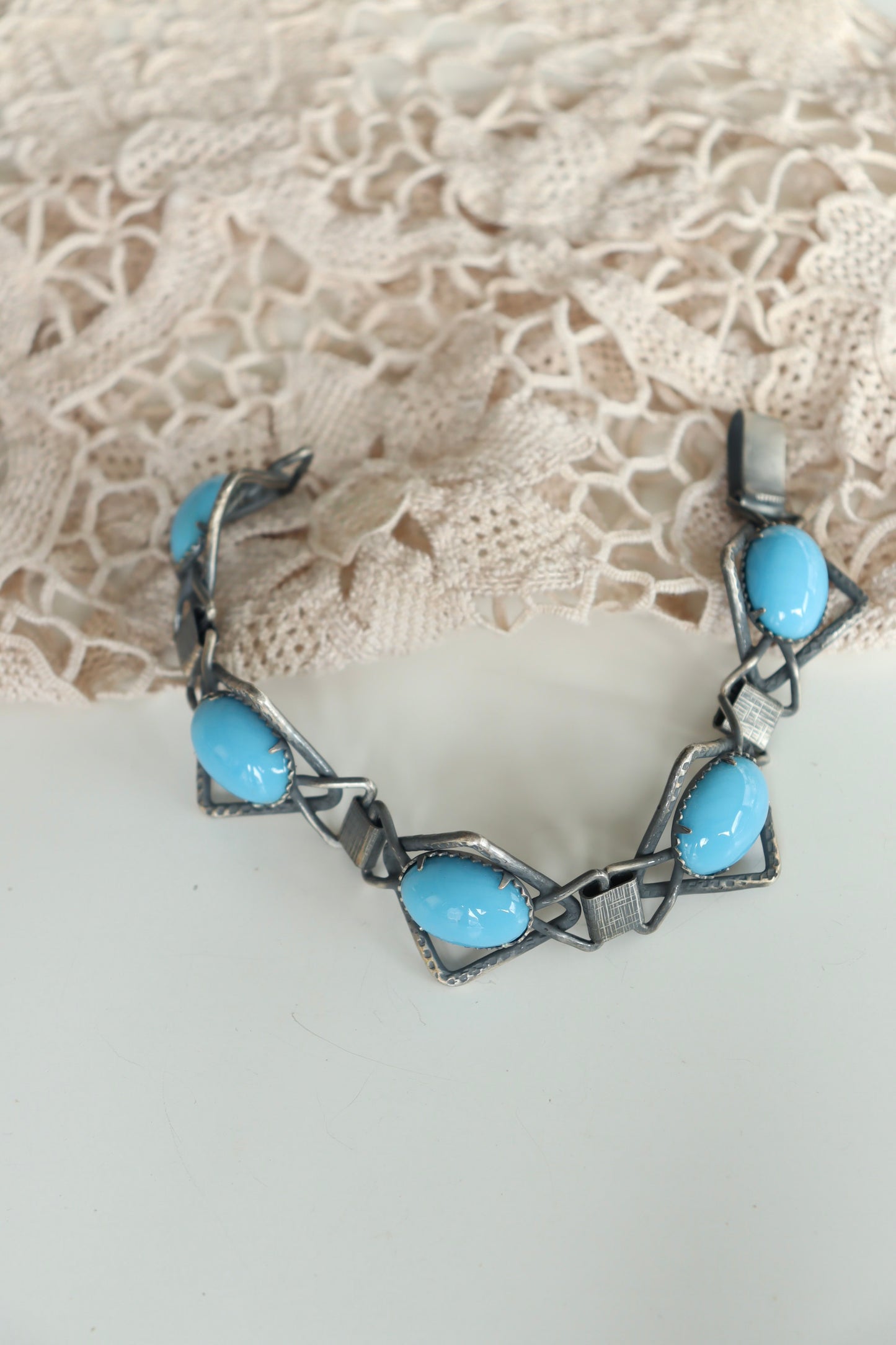 Bracelet vintage années 70 argent et turquoise la friperie vintage 25