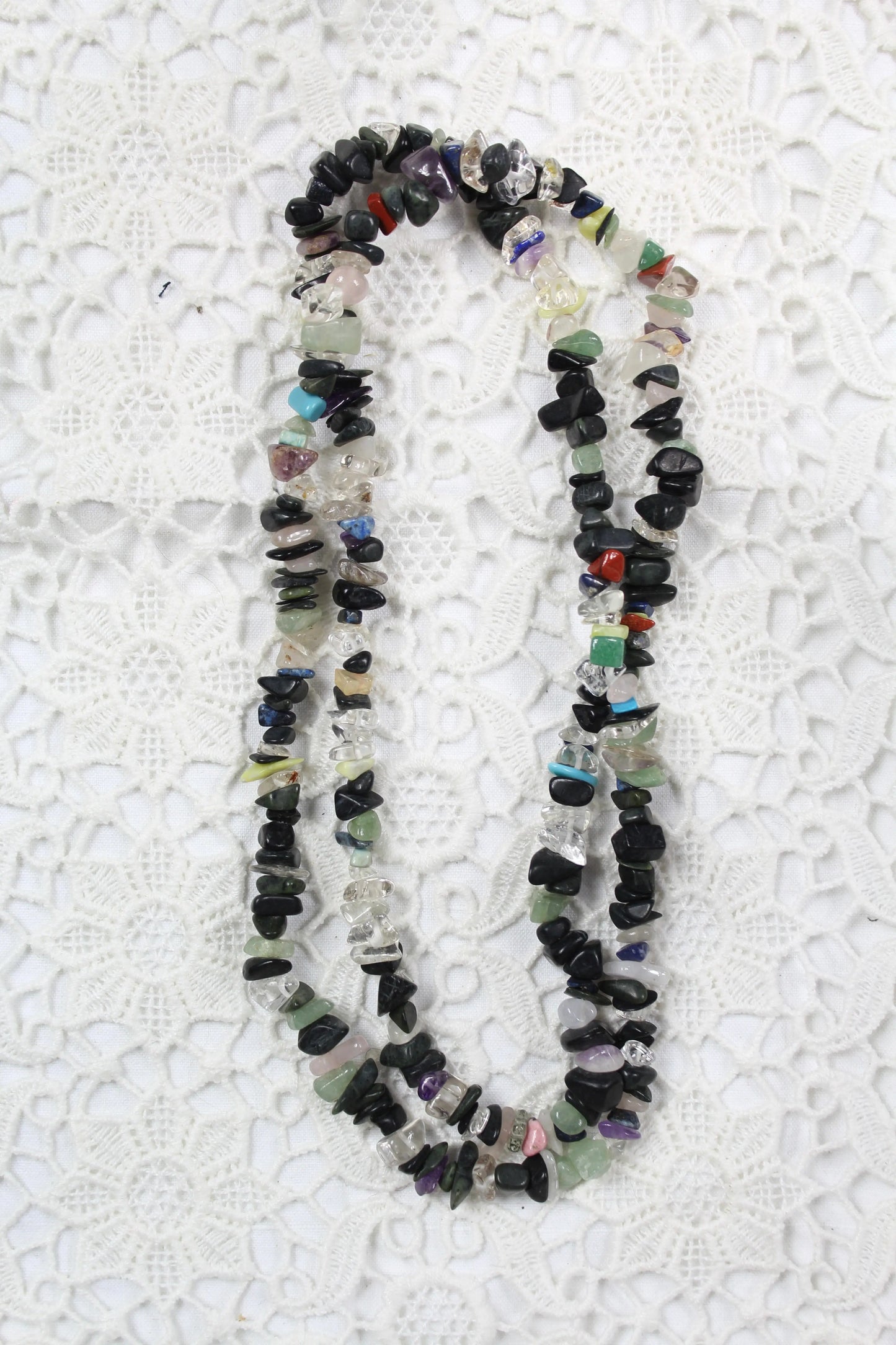 Collier perles semi-précieuses chips seconde-main - la friperie vintage 25