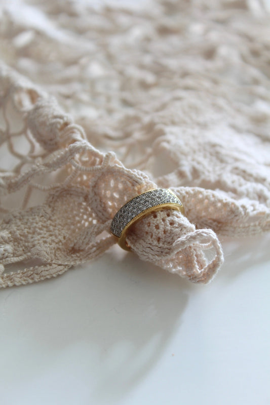 Bague vintage plaquée or à strass la friperie vintage 25