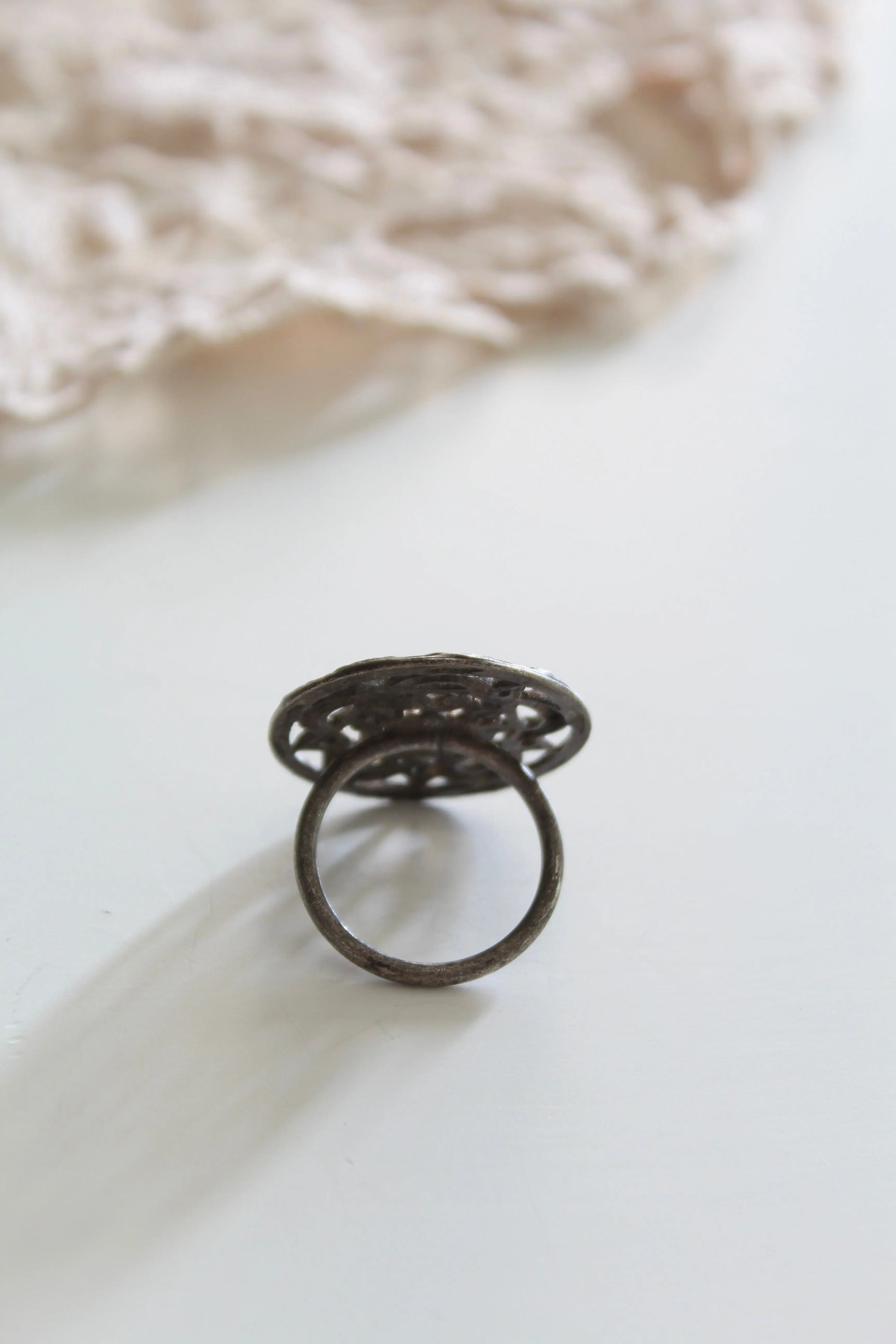 Bague plaqué argent motifs floraux 1950 la friperie vintage 25