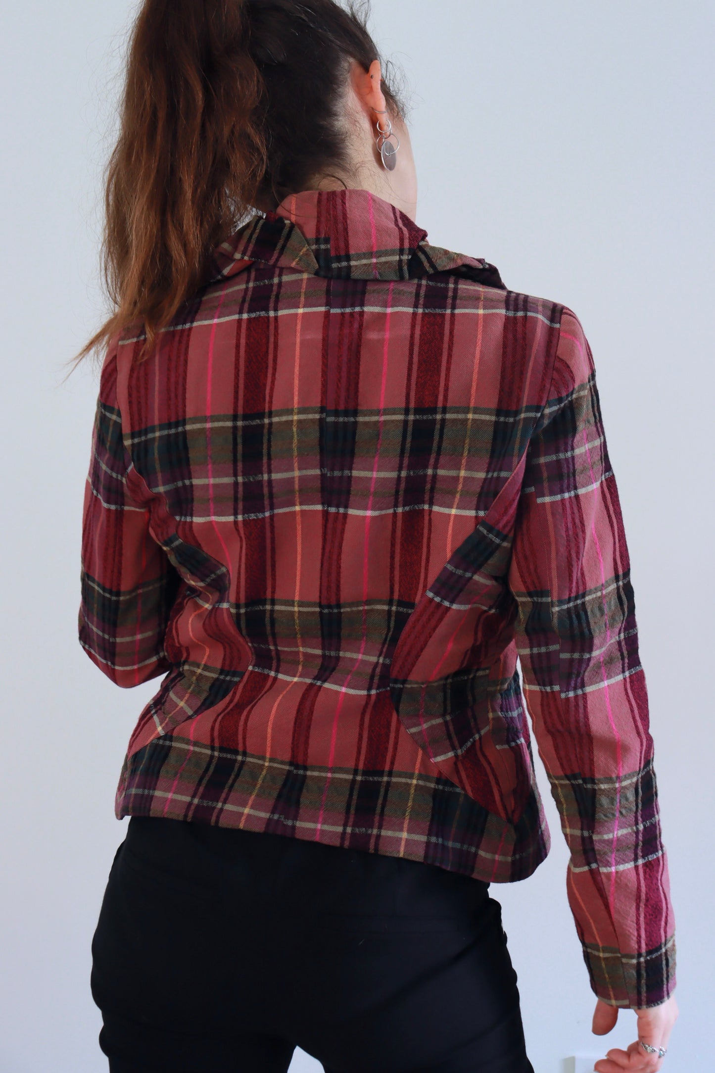 Veste vintage à carreaux rose