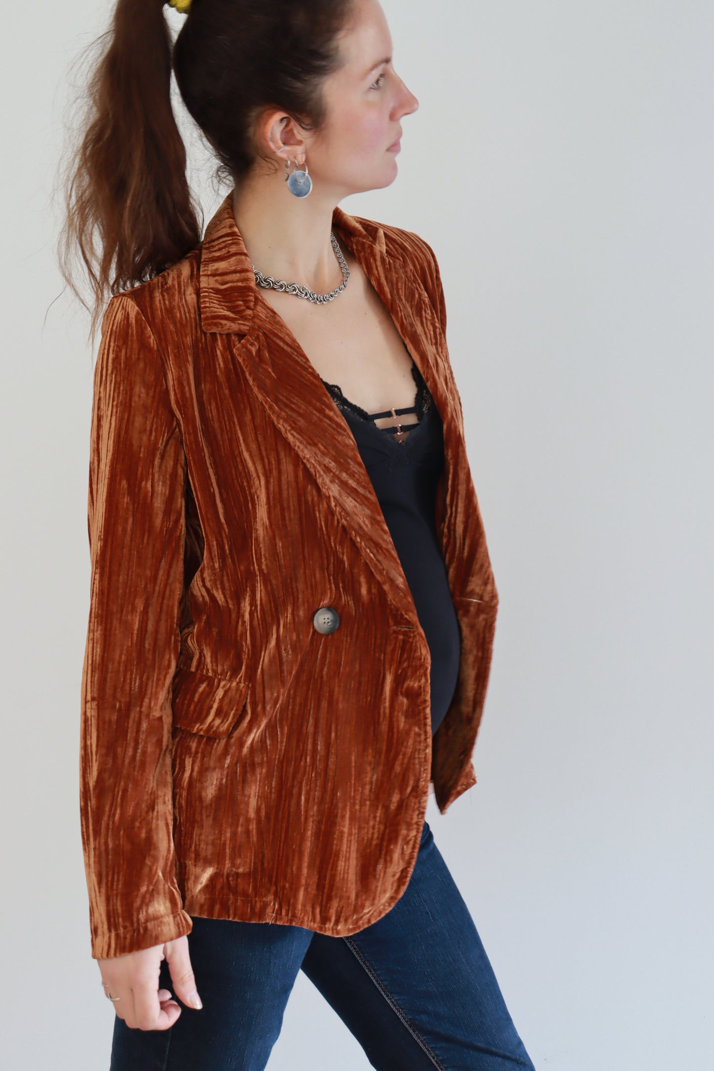 Veste vintage velours marron bohème