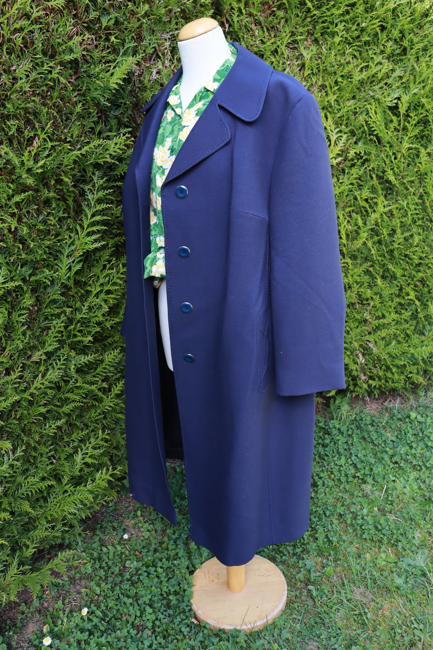 Trench bleu marine vintage laine la friperie vintage 25