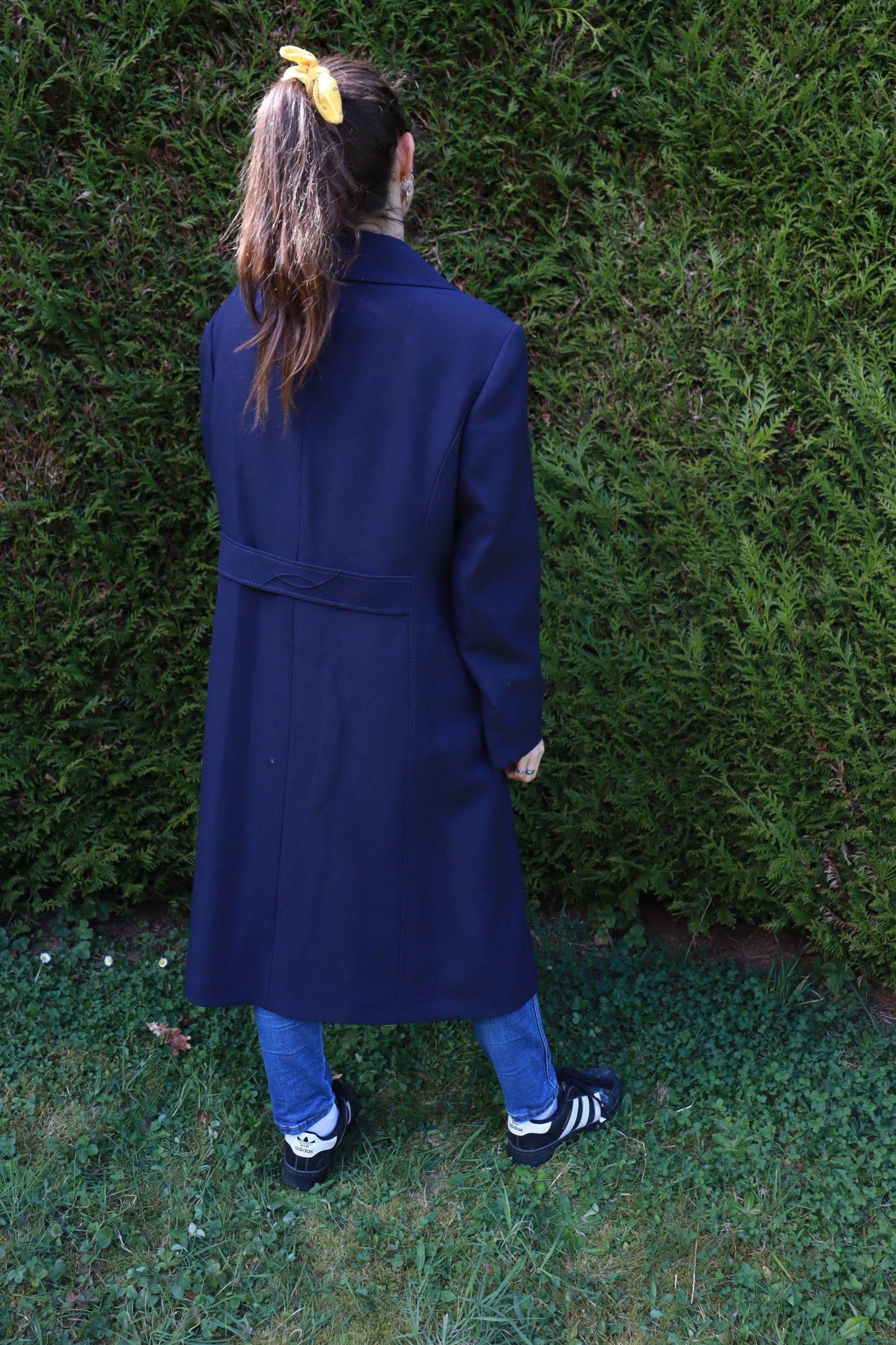 Trench bleu marine vintage laine la friperie vintage 25