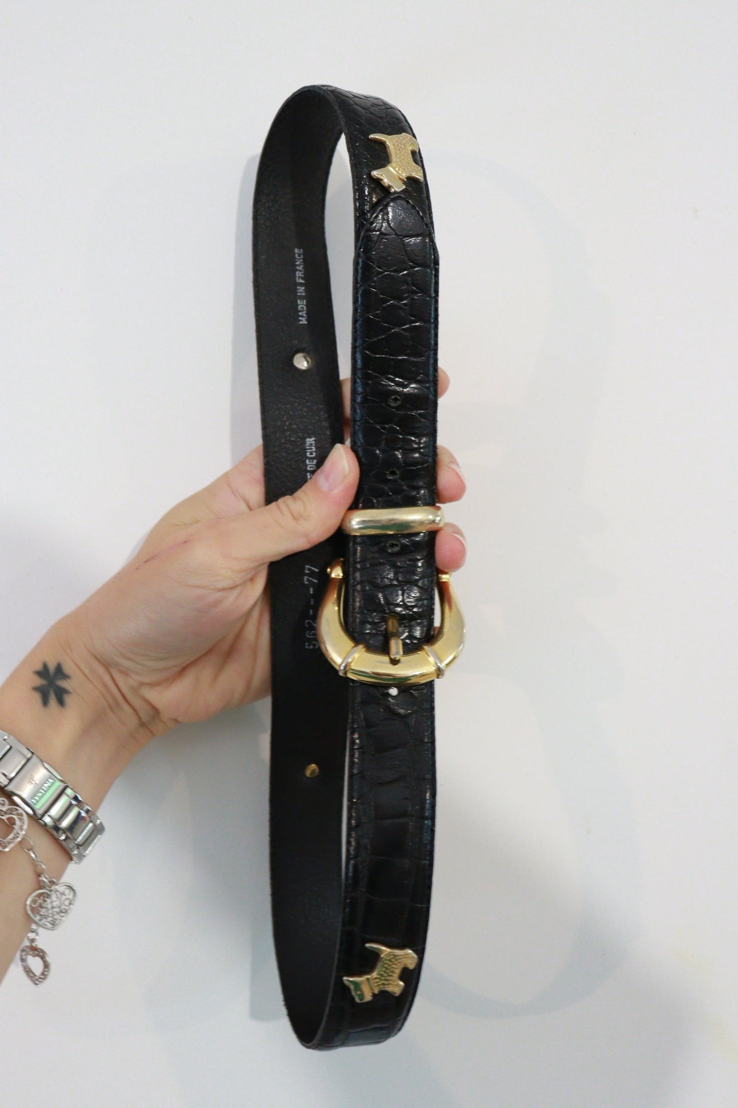 Ceinture en cuir noir chien - friperie vintage la friperie vintage 25