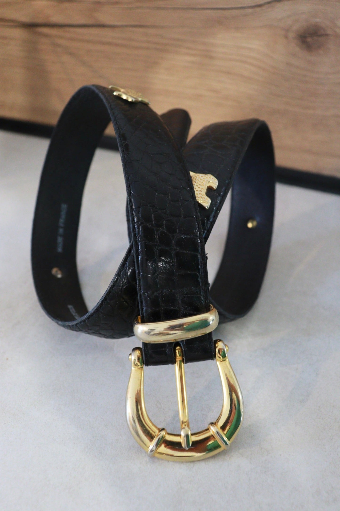 Ceinture en cuir noir chien - friperie vintage la friperie vintage 25