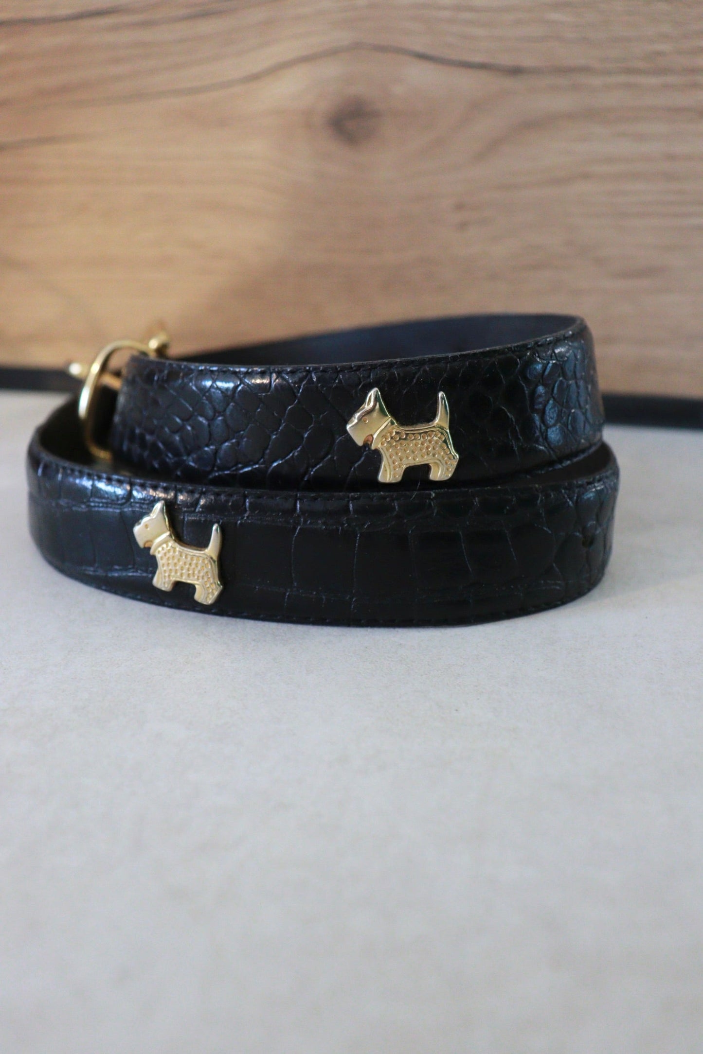 Ceinture en cuir noir chien - friperie vintage la friperie vintage 25
