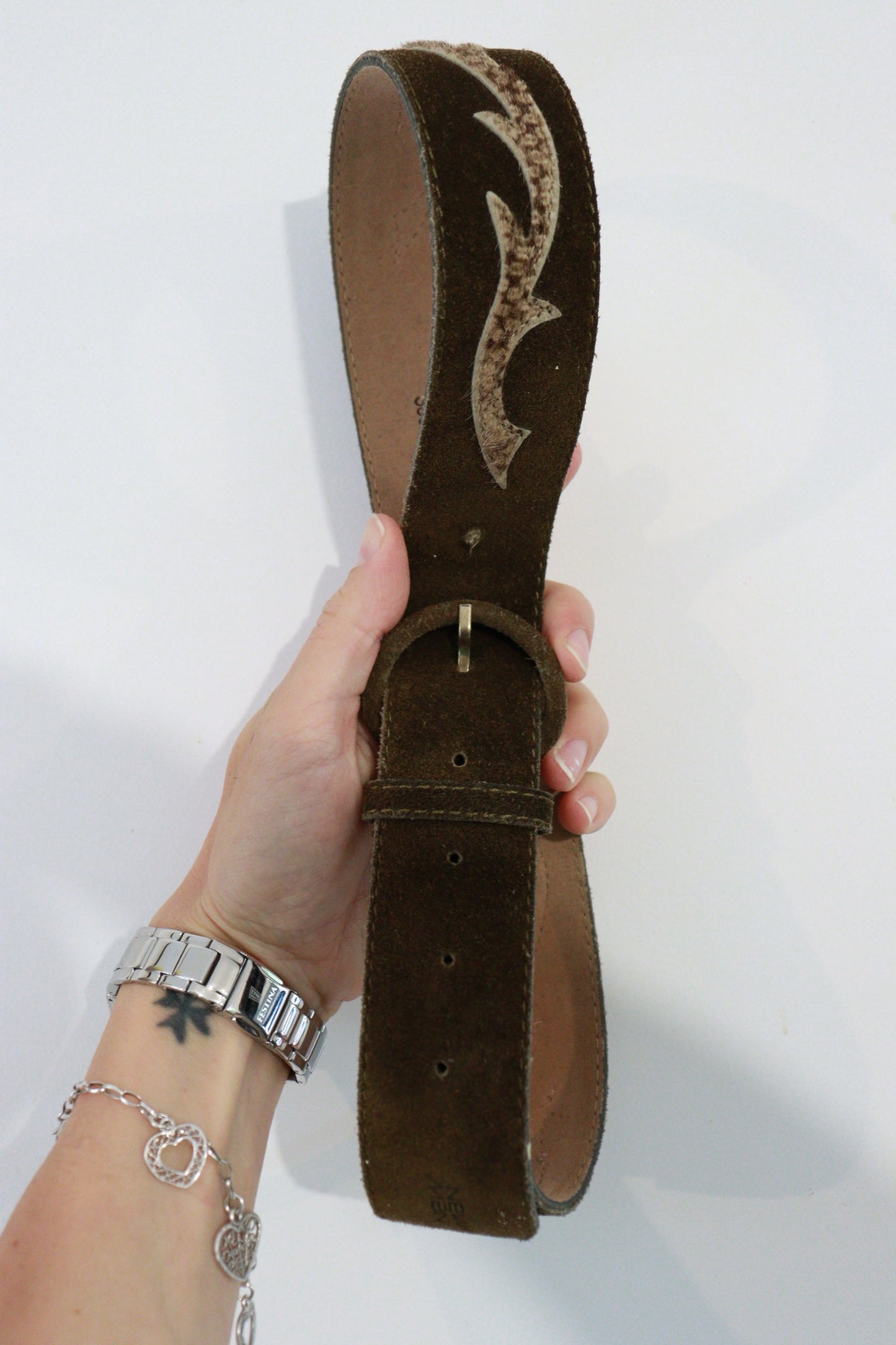 Ceinture en cuir suédé kaki - friperie vintage la friperie vintage 25