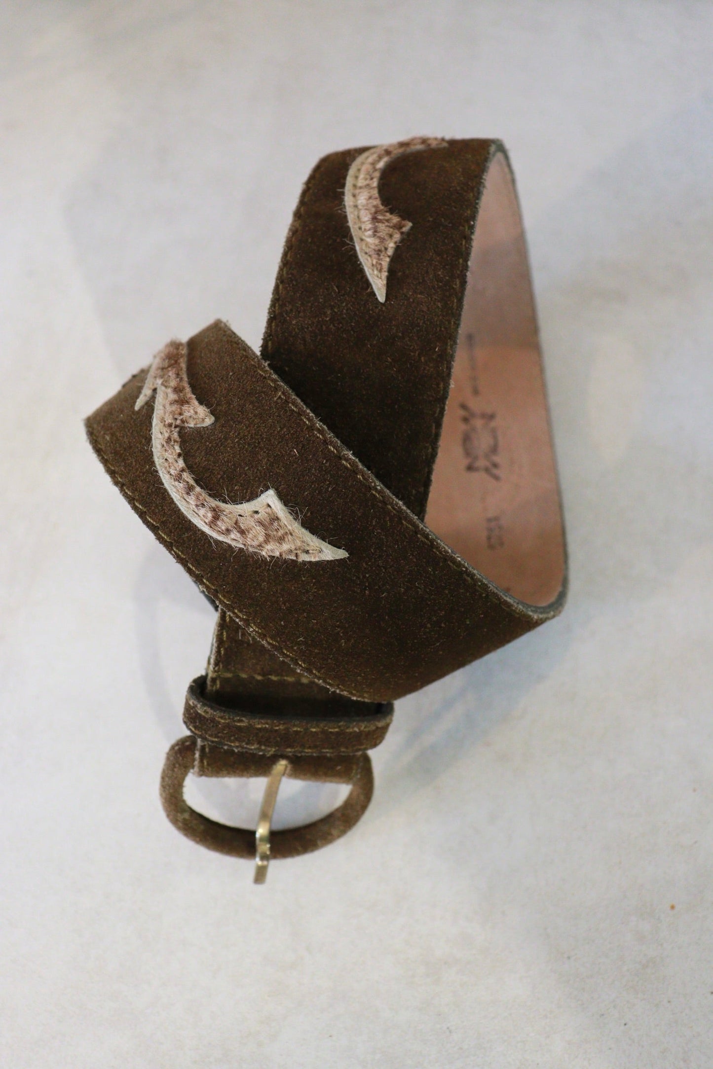 Ceinture en cuir suédé kaki - friperie vintage la friperie vintage 25